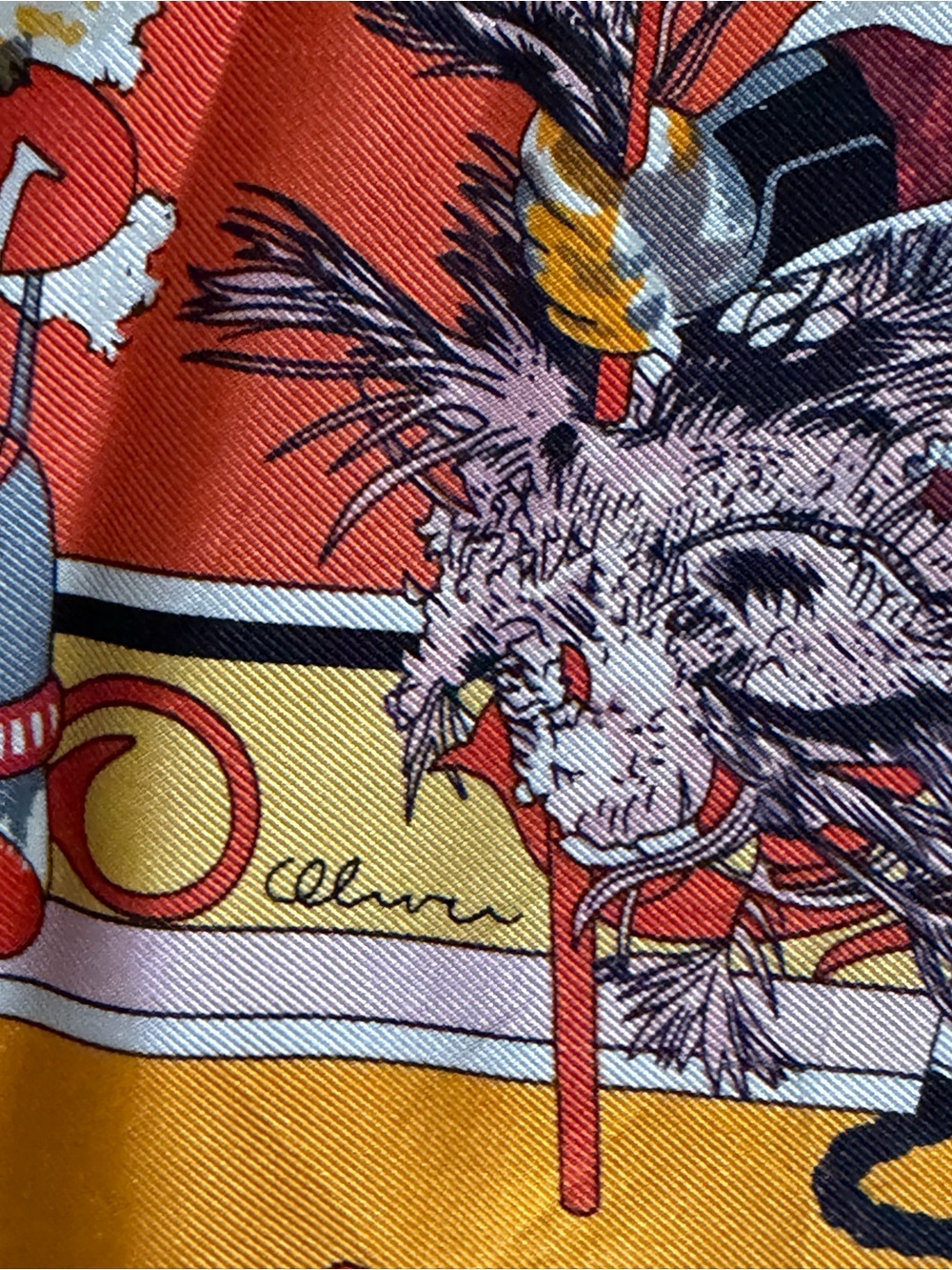 Hermès Orange Kachinas Silk Scarf By Kermit Oliver. - Picture 6 of 15